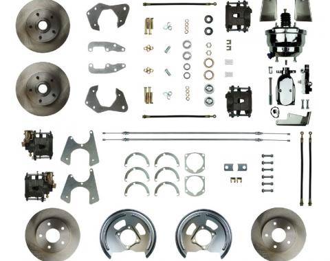 Right Stuff 1965-68 Impala, 8" Chrome Booster, Power 4-Wheel Disc Brake Conversion Kit FSC654DCCX