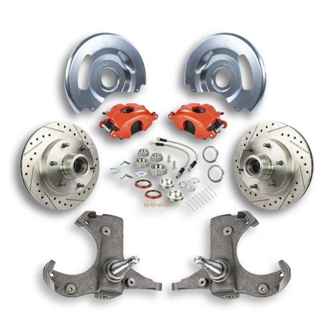 Right Stuff 1960-62 GM Truck/Suburban, 2WD, "At The Wheel" Disc Brake Kit Red Calipers 6x5.5 TWK6016Z