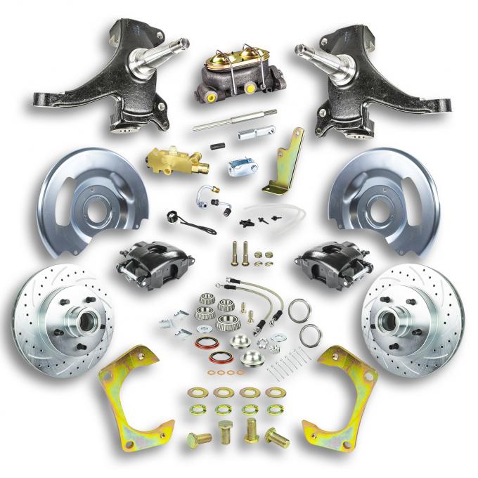 Right Stuff 1960-62 GM Truck & Suburban, 2" Drop, Manual Front Disc Brake Kit Blk Calipers TSD6015DB