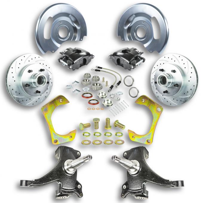 Right Stuff 1960-62 GM Truck/Suburban 2WD 2" Drop, At The Wheel Disc Brake Kit, Blk Calipers TWK6015DB