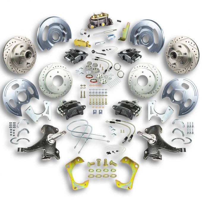 Right Stuff 63-70 GM Truck & Suburban, 2" Drop, Manual 4-Wheel Disc Brake Kit Black Calipers TSD6346DB