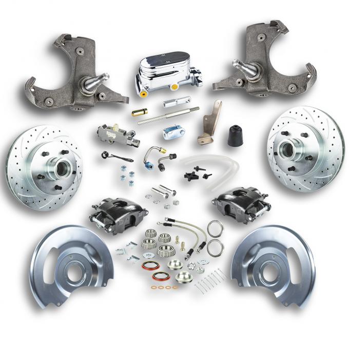 Right Stuff 1960-62 Chevy/GMC Truck & Suburban Std Front Disc Kit, Blk Calipers Chrome Upper TSD6015BX