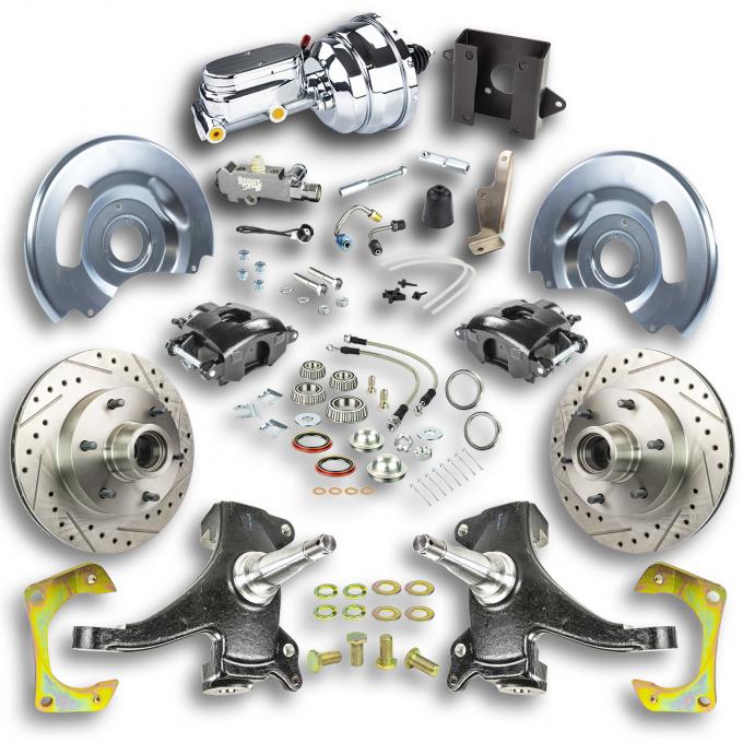 Right Stuff 1960-62 Chevy/GMC Truck/Sub 2" Drop Pwr Disc kit Blk Calipers Chrome Upper 6 lug TDC6016DBX