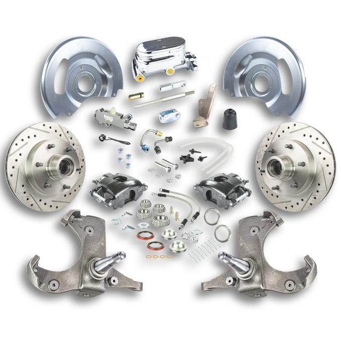 Right Stuff 63-70 Chevy/GMC Truck/Suburban, Manual Front Disc Kit Blk Calipers Chrome Upper TSD6316BX