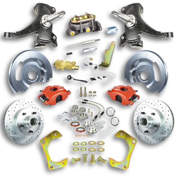 Right Stuff 1960-62 GM Truck & Suburban, 2" Drop, Manual Front Disc Brake Kit Red Calipers TSD6015DZ