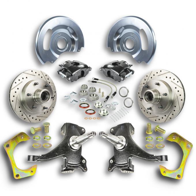 Right Stuff 1963-70 GM Truck/Suburban, 2WD, 2" Drop At The Wheel Disc Brake kit Blk Calipers TWK6316DB
