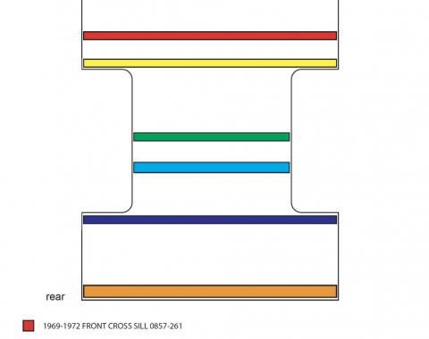 Key Parts '69-'72 Rear Cross Sill 0857-260