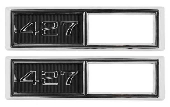 AMD Side Marker Bezels, Front, "427", LH/RH Pair, 68 Chevelle El Camino Fullsize Chevy Car; 68-69 Chevy II Nova T-4524