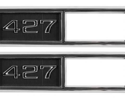 AMD Side Marker Bezels, Front, "427", LH/RH Pair, 68 Chevelle El Camino Fullsize Chevy Car; 68-69 Chevy II Nova T-4524