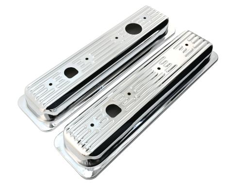 CFR Performance Steel Valve Cover Caps Fits 1987-2000 Chevy/GMC 5.0L & 5.7L Center Bolt Valve Covers - Chrome HZ-9460-C