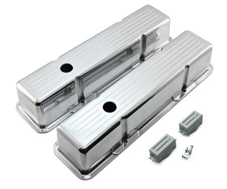 CFR Performance Aluminum Tall Ball Milled Valve Covers Fits 1958-1986 Chevy SB 283-400 - Polished HZ-6720-1-POL