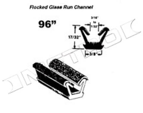 Flocked Glass Run Channel, Universal, 96" Long