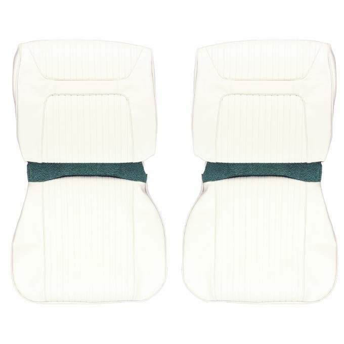PUI Interiors 1964 Chevrolet Impala/SS White & Aqua Front Bucket Seat Covers 64BS69U