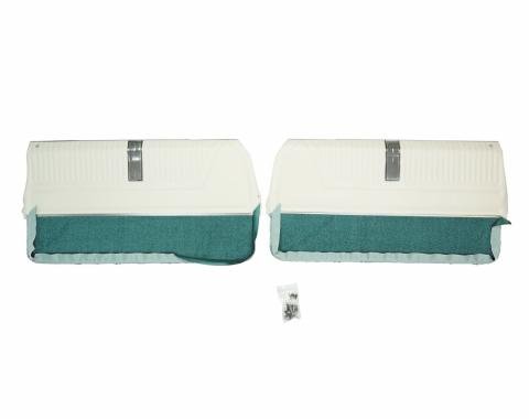 PUI Interiors 1965 Chevrolet Impala SS Pre-Assembled White & Aqua Front Door Panels PD556