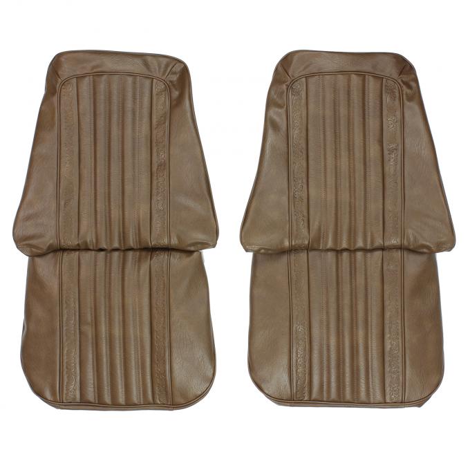 PUI Interiors 1971-1972 Blazer Dark Saddle Vinyl Open Backed Front Bucket Seat Covers 71TS42U