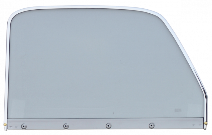 Key Parts '47-'50 Window Glass (Clear), w/Chrome Trim, Passenger's Side 0846-912