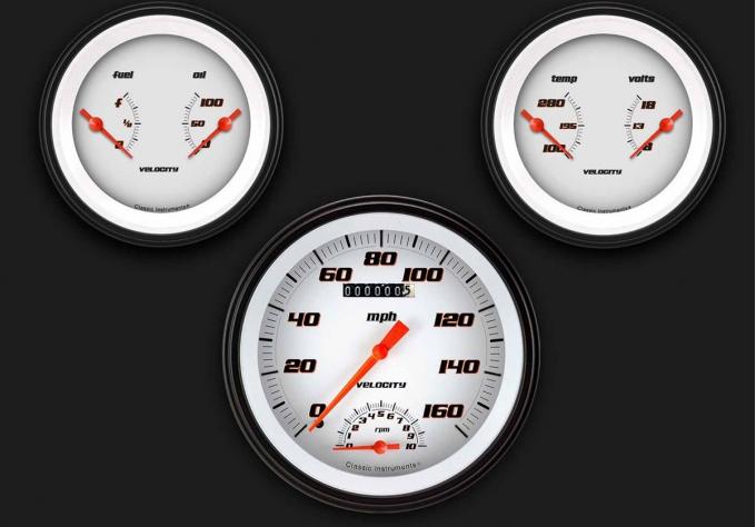 Classic Instruments Velocity White Three Gauge Set VS61WBLF