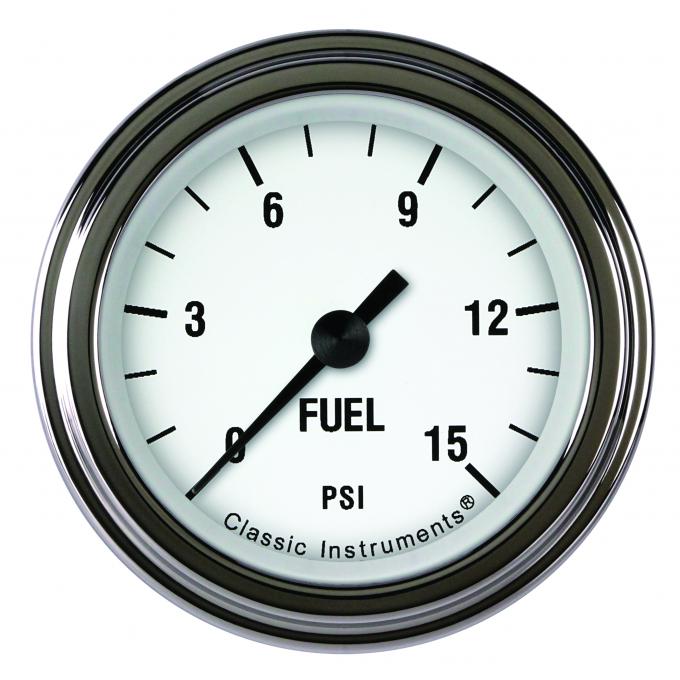 Classic Instruments White Hot 2 1/8" Fuel Pressure Gauge, 15 Psi WH145SLF