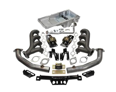 Classic Performance LS Engine Install Kit W/Silver Ceramic Manifolds for 65-70 Chevy Full Size 6570ELS-K-CA