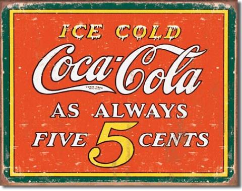 Tin Sign, COKE - Always 5 Cents