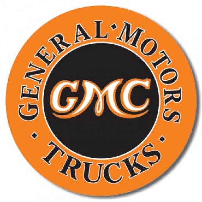 Tin Sign, GMC Trucks Round