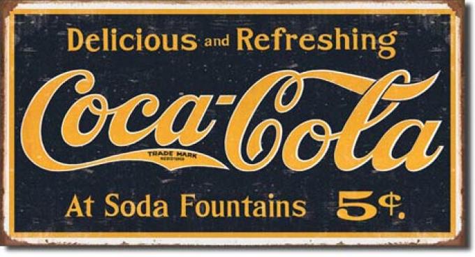 Tin Sign, COKE - 1910 Logo Weathered