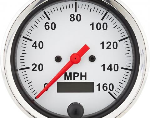 Speedway Speedometer Gauge, White Face, 3-3/8, Electric