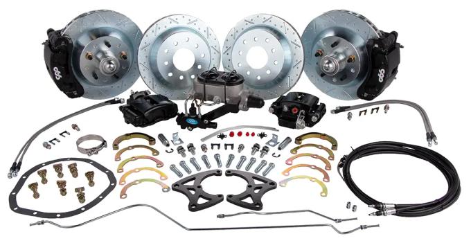Classic Performance Front and Rear Big Disc Brake Kit with Red Calipers - 5 Lug, 10/12 Bolt Rear End 5557FRBK-BB-1012-R