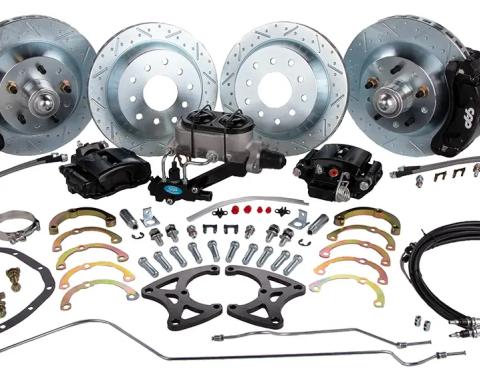 Classic Performance Front and Rear Big Disc Brake Kit with Red Calipers - 5 Lug, 10/12 Bolt Rear End 5557FRBK-BB-1012-R