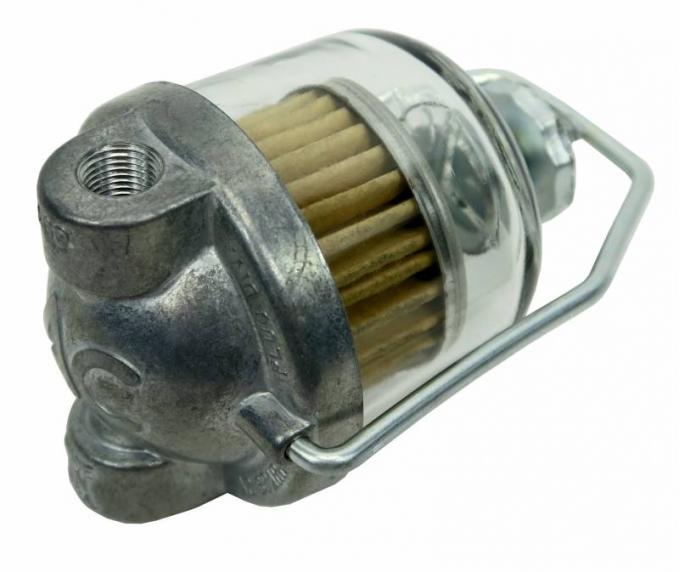 Chevy Fuel Filter, High Dome with AC Stamped Glass Bowl, 1956-1957