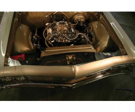 Full Size Chevy Radiator Core Support Filler Panels, Polished, With Logo, Impala, 1965-1966