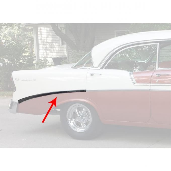 Chevy Rear Quarter Panel Molding, Bel Air, Right, For 4-Door Hardtop, Show Quality, 1956