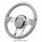 Chevy WaterFall Steering Wheel, Italian Leather & Billet Aluminum, Flaming River 1949-1954