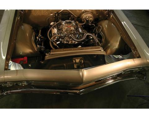 Full Size Chevy Radiator Core Support Filler Panels, Polished, With Logo, Impala, 1965-1966