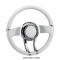 Chevy WaterFall Steering Wheel, Italian Leather & Billet Aluminum, Flaming River 1949-1954