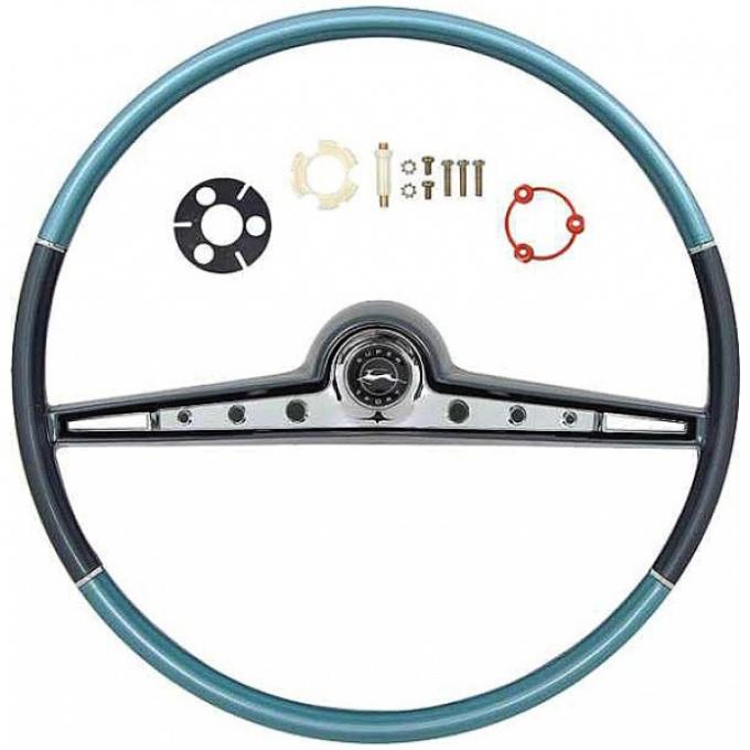Full Size Chevy Complete Steering Wheel Kit, Blue, Impala SS, 1962