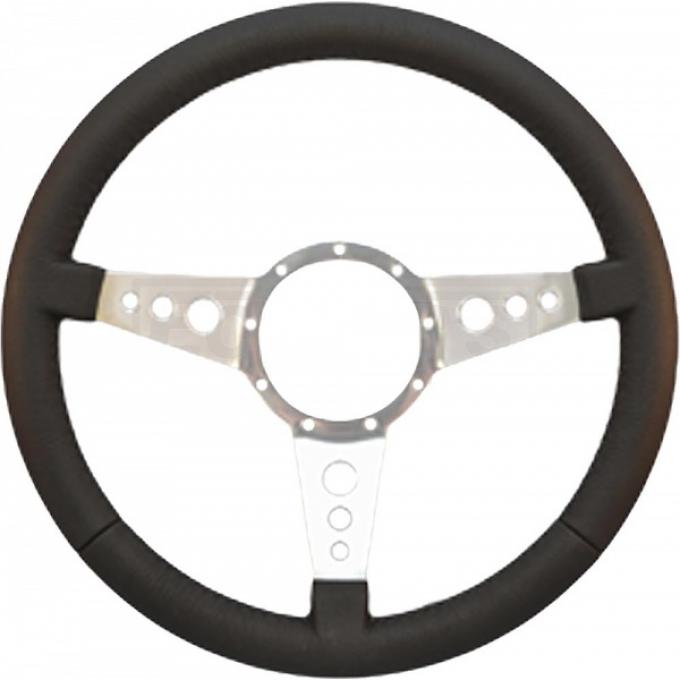 Early Chevy Steering Wheel, Volante S9, Black Leather, 1949-1954