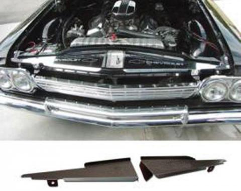 Full Size Chevy Core Support Filler Panels, Black Anodized,1962-1964