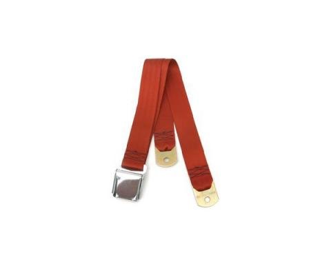 Seatbelt Solutions Chevrolet 1955-1957, Rear Universal Lap Belt, 60" with Chrome Lift Latch 1800602007 | Red