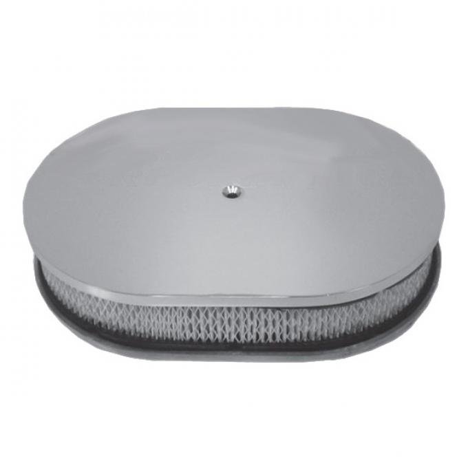 Chevy Air Cleaner, Oval Smooth Polished Aluminum, 12