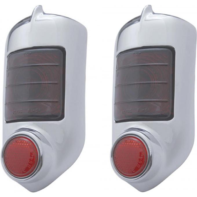 Chevy Taillight Assemblies, Complete, With Chrome Bezels, 1951-1952