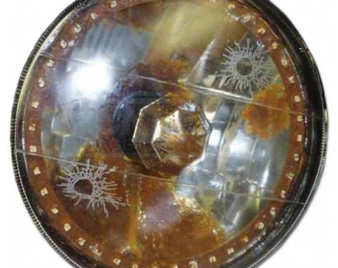 Chevy 5 3/4 Inch Round White Diamond Rat Rod Headlights With Single Color LED Halo, 1958-1976