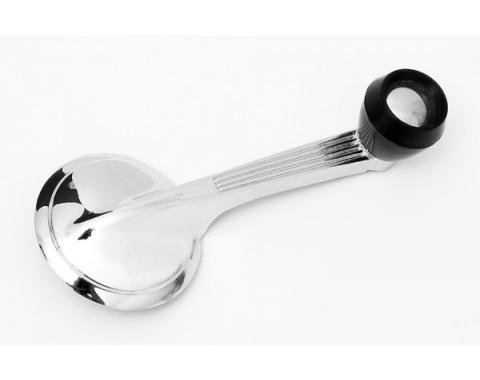 Chevy Window Handle, Inside, Chrome, With Black Knob, 1955-1957