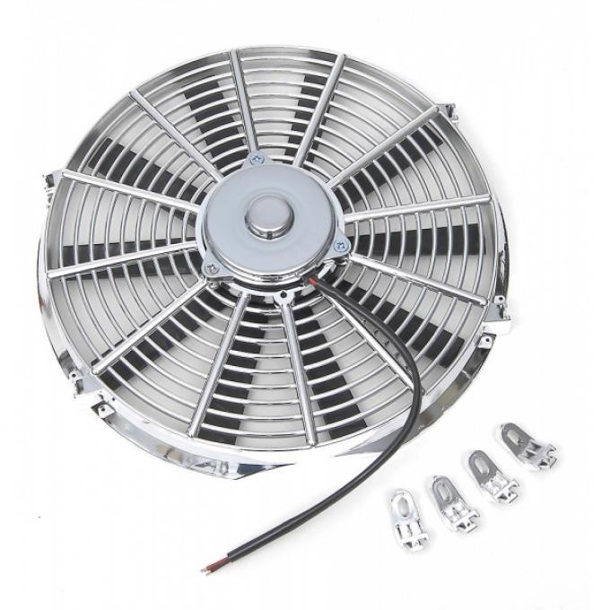 Chevy Electric Cooling Fan, Chrome Reversible, 14", 1955-1957