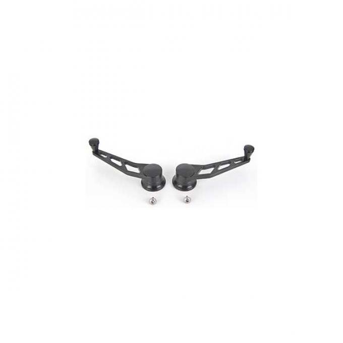 Window Crank Handles, Lokar Windowed Billet Aluminum, Pair, Midnight Black, GM 1949-1954