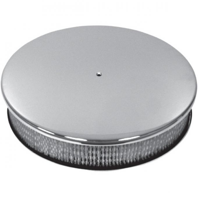 Chevy Air Cleaner, Round Smooth Chrome Aluminum, 14 X 3