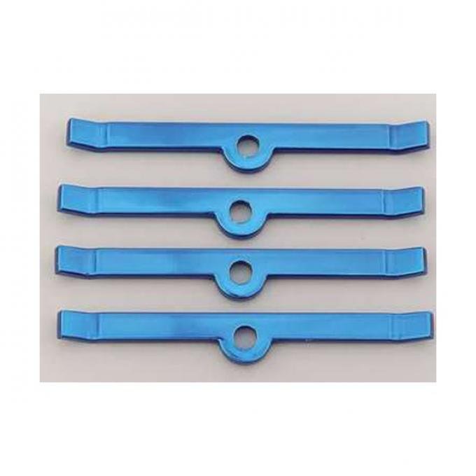 Chevy Valve Cover Hold Down Tabs, Steel, Powder Coated Blue, Small Block, 1949-1954