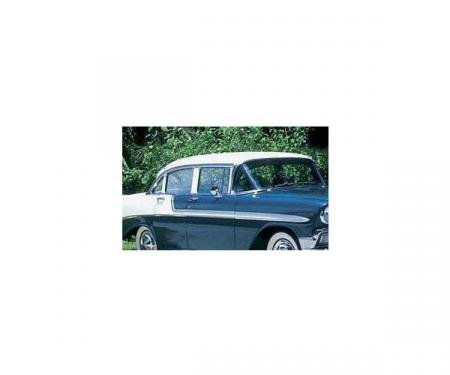 Chevy Quarter Glass, Installed In Lower Channel, Tinted, 2-Door Sedan, Right, 1955-1957