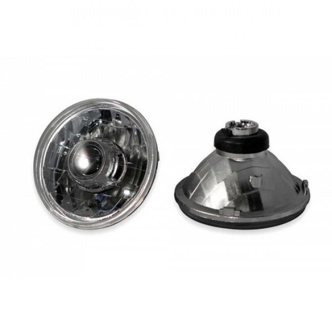 7 Inch Round Projector Headlights, 42mm, Chrome