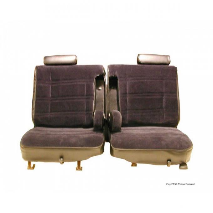 Malibu Seat Cover, Front 50/50 Split Seat, Dual Center Arm Rests, Head Rests, Vinyl With Velour, 1978-1980